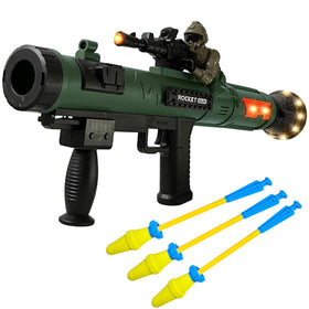 REGLORY toy rocket launcher front view showing compact handle for easy playtime