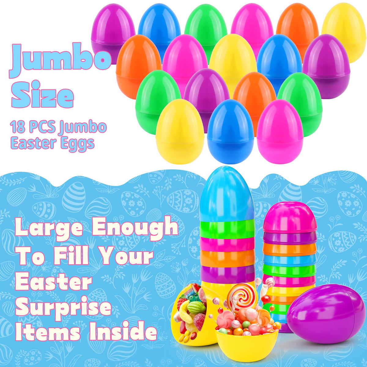 REGTEB jumbo orange Easter egg offers large fillable space for candy or toys.
