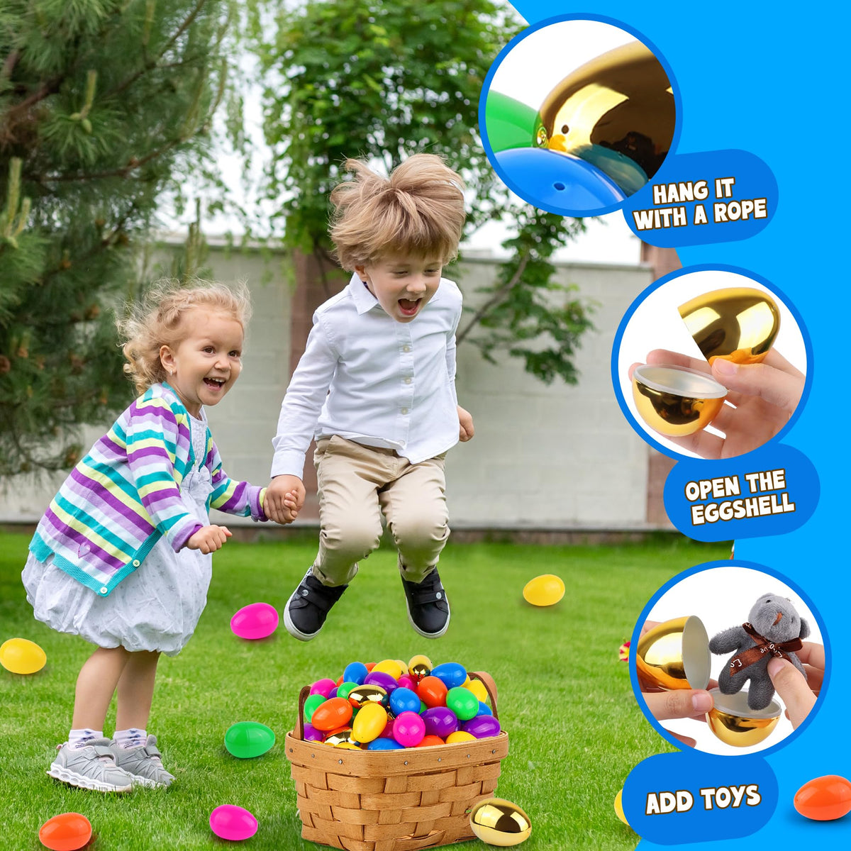 REGTEB hinged Easter egg design keeps halves attached during hunts.
