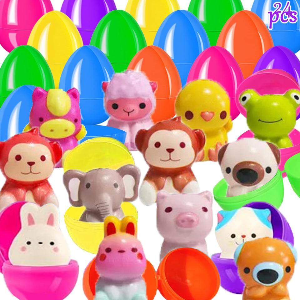 REJODA prefixed Easter eggs with animal squishies for quick Easter hunts
