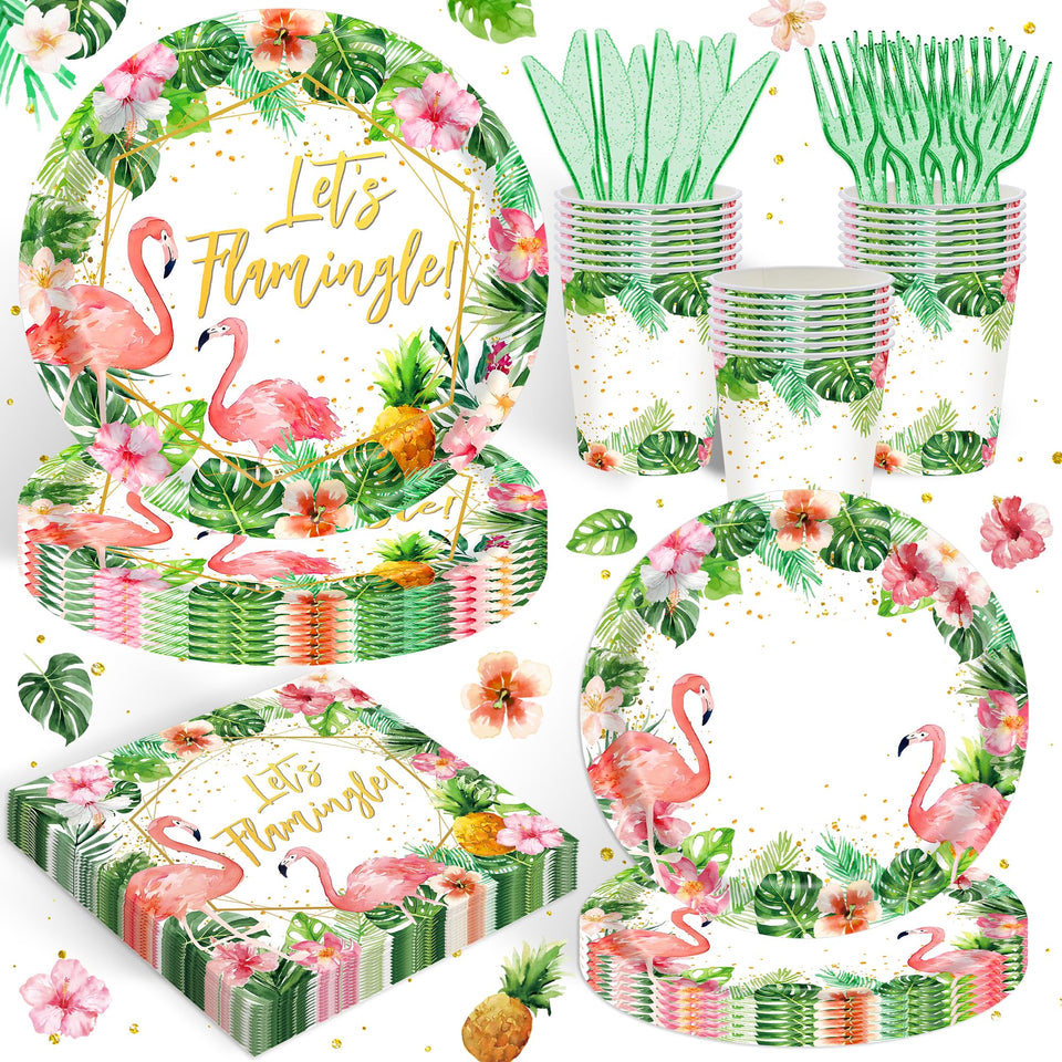 Rejoice Bunny flamingo 9-inch plates brighten your party table with tropical flair.