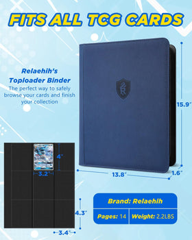 Relaehih binder open with 288 pockets visible for organized storage.