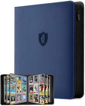 Relaehih 9-pocket top loader binder blue front view protects cards during travel.