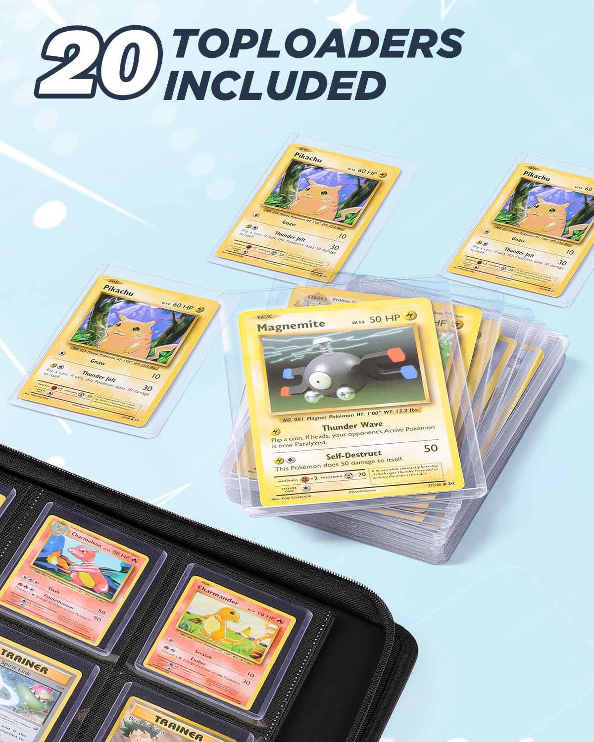 RELAEHIH 9-pocket binder side-loading pockets enable smooth card insertion and removal.