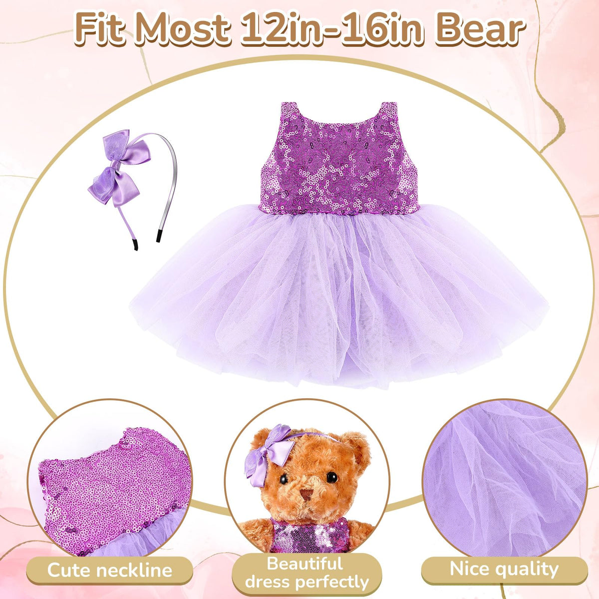 Relaxgiant bear tutu dress in blue for 12-16 inch bears, dress-up fun.