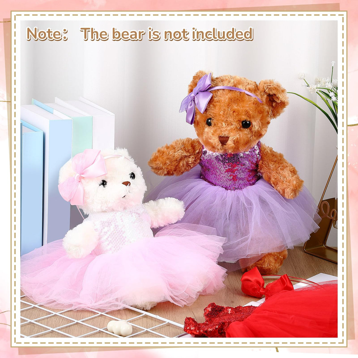 Relaxgiant bear tutu dress in lavender with sequins for bears 12-16 inches.