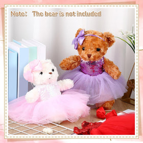 Relaxgiant bear tutu dress in lavender with sequins for bears 12-16 inches.