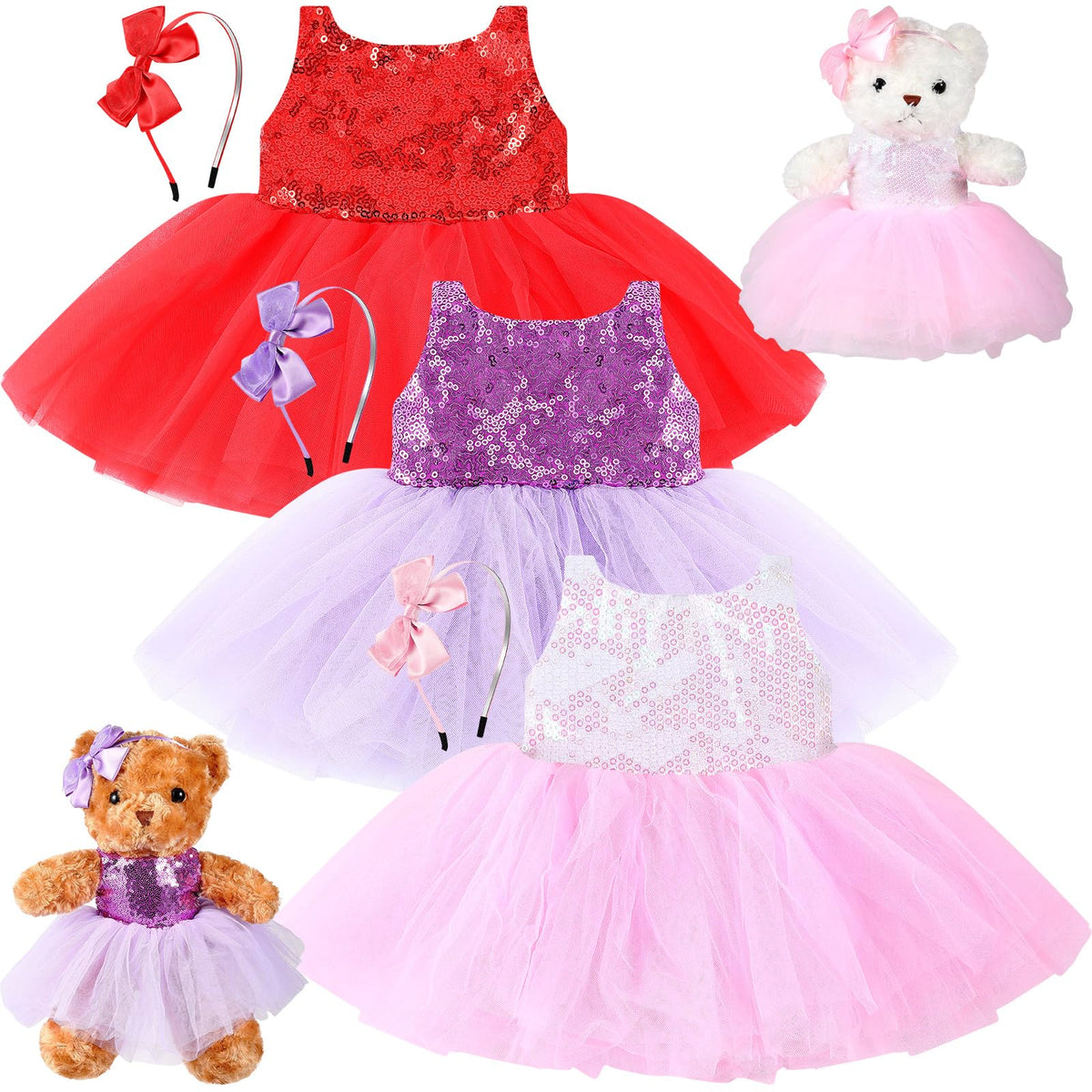 Relaxgiant bear tutu dress in pink for 12-16 inch bears, playful ballet look.