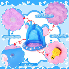Relaxgiant elephant pool sunshade canopy demonstrates outdoor shade during play