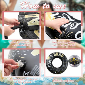 Relaxgiant graduation beach ball 16inch black-gold ideal for poolside games