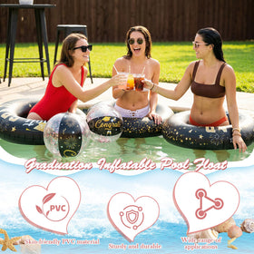 Relaxgiant graduation pool party setup with floats and balls for summer gatherings