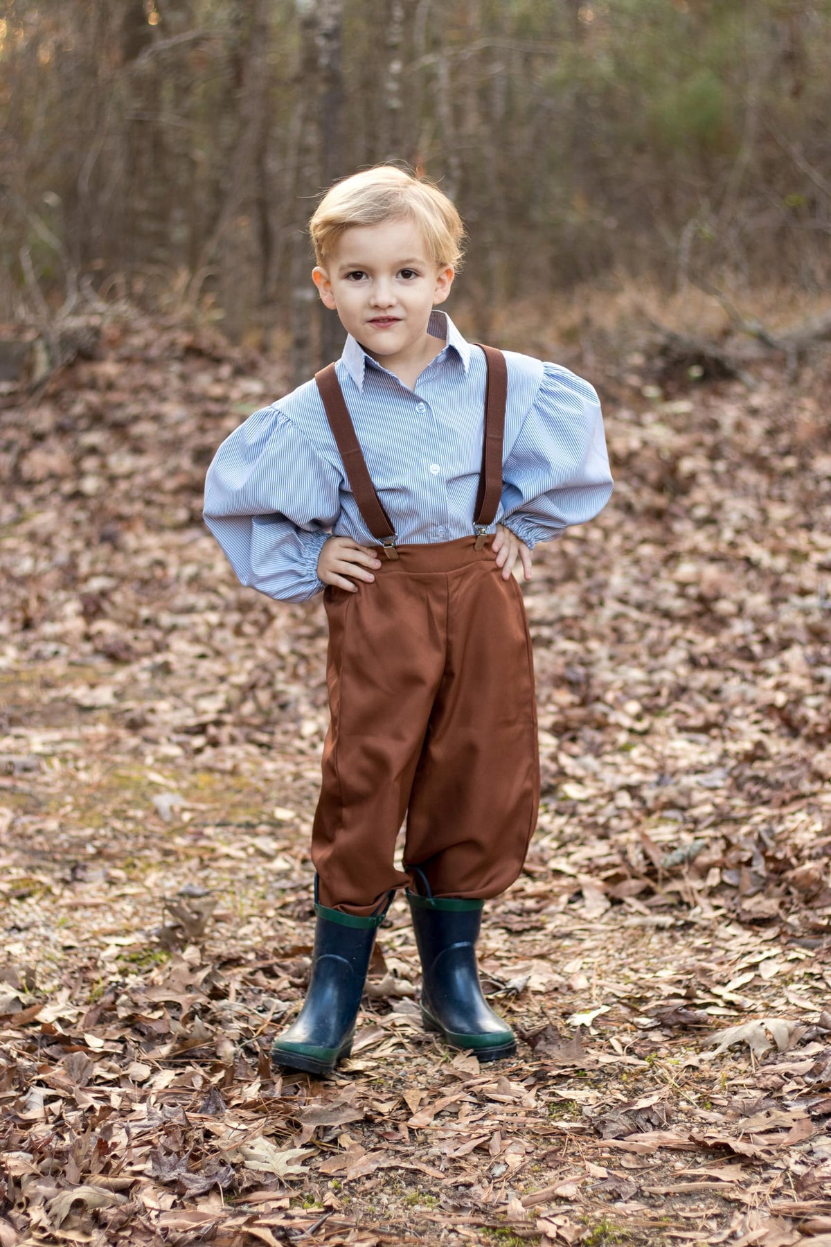 ReliBeauty Boys Pioneer Costume full set includes shirt suspenders pants and hat
