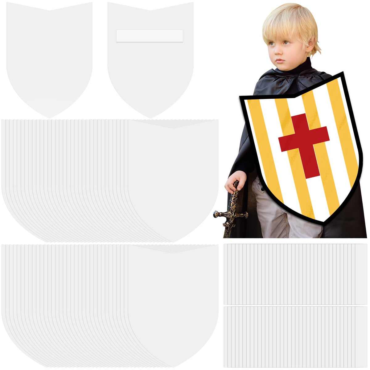 ReliThick blank paper shield front view for kids crafts and DIY designs