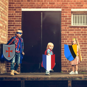 ReliThick shield used as photo prop for playful stories and events