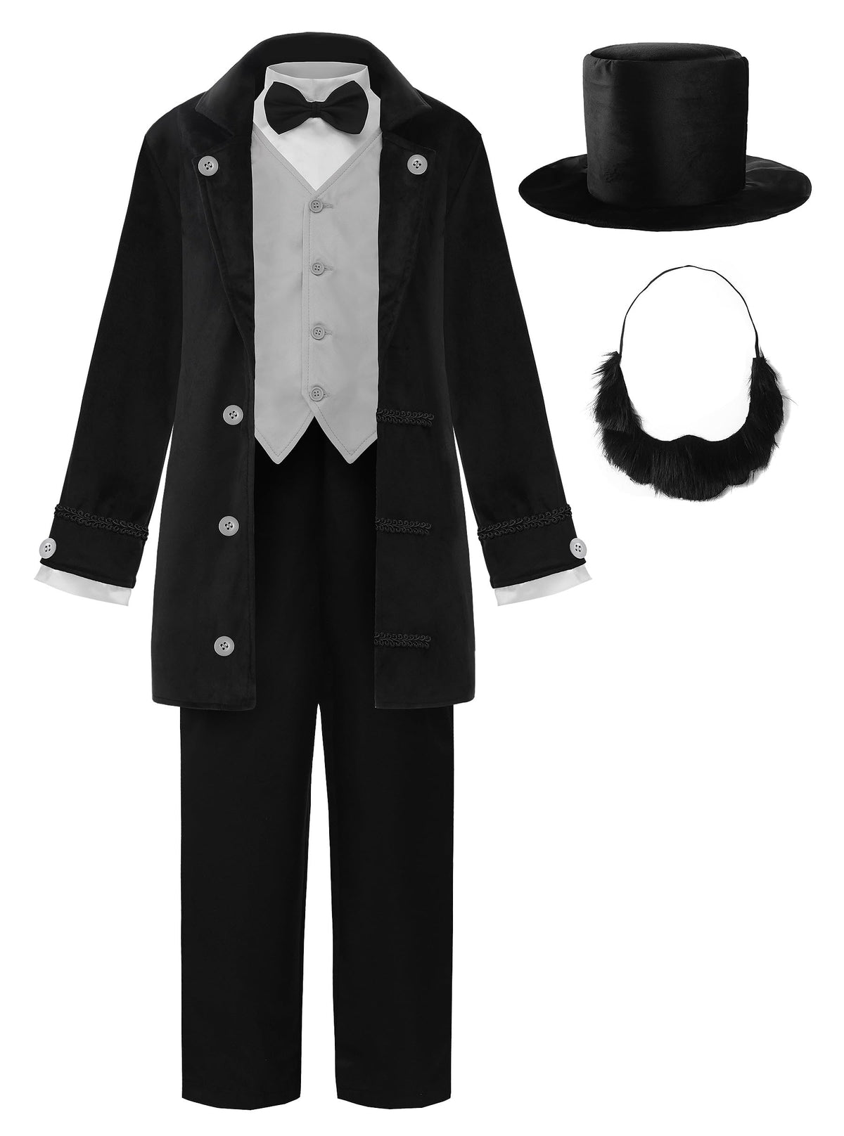 ReliBeauty Abraham Lincoln costume front view for school plays and parties.