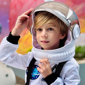 ReliBeauty helmet in action during kid play for imaginative space adventures.