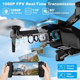 RELIDOL foldable drone top view showcasing compact design for travel.