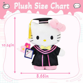 RELIGES graduation plush cat on party table decor ready for photos.