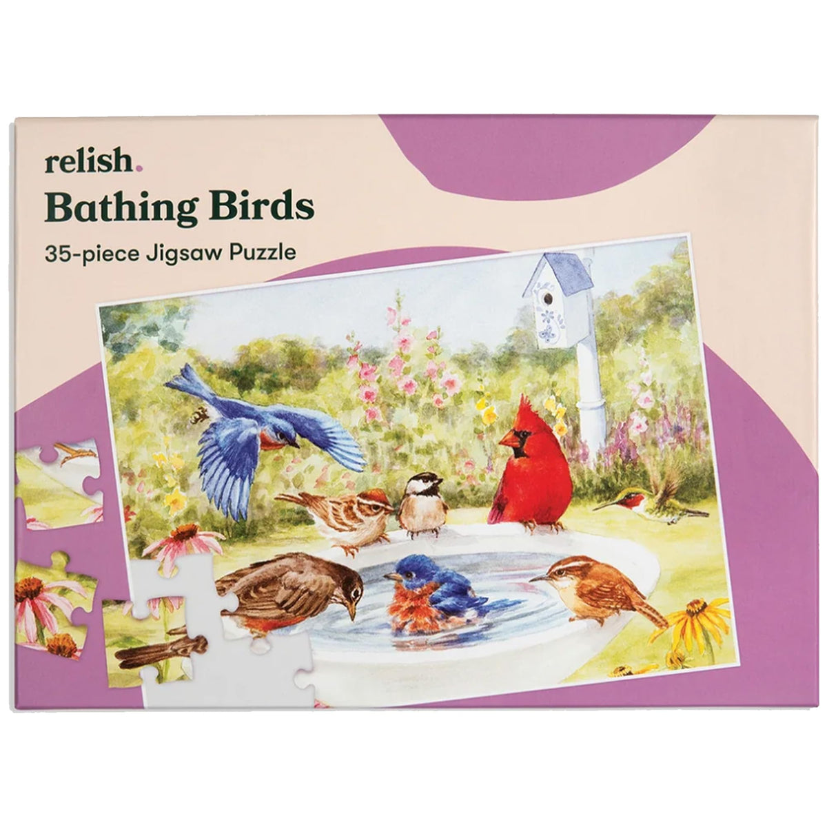 Relish large-piece bathing-birds puzzle easy handling for seniors, promoting focus and engagement