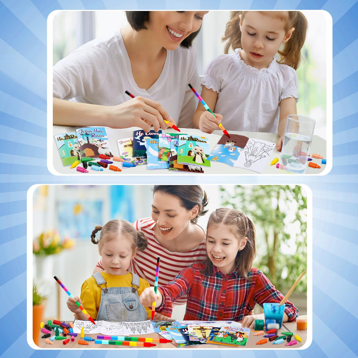 ReliThick color themes and stackable crayons support color recognition in kids