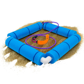 Relodecor Shark Tooth Sifter in wide beach view for treasure hunting.