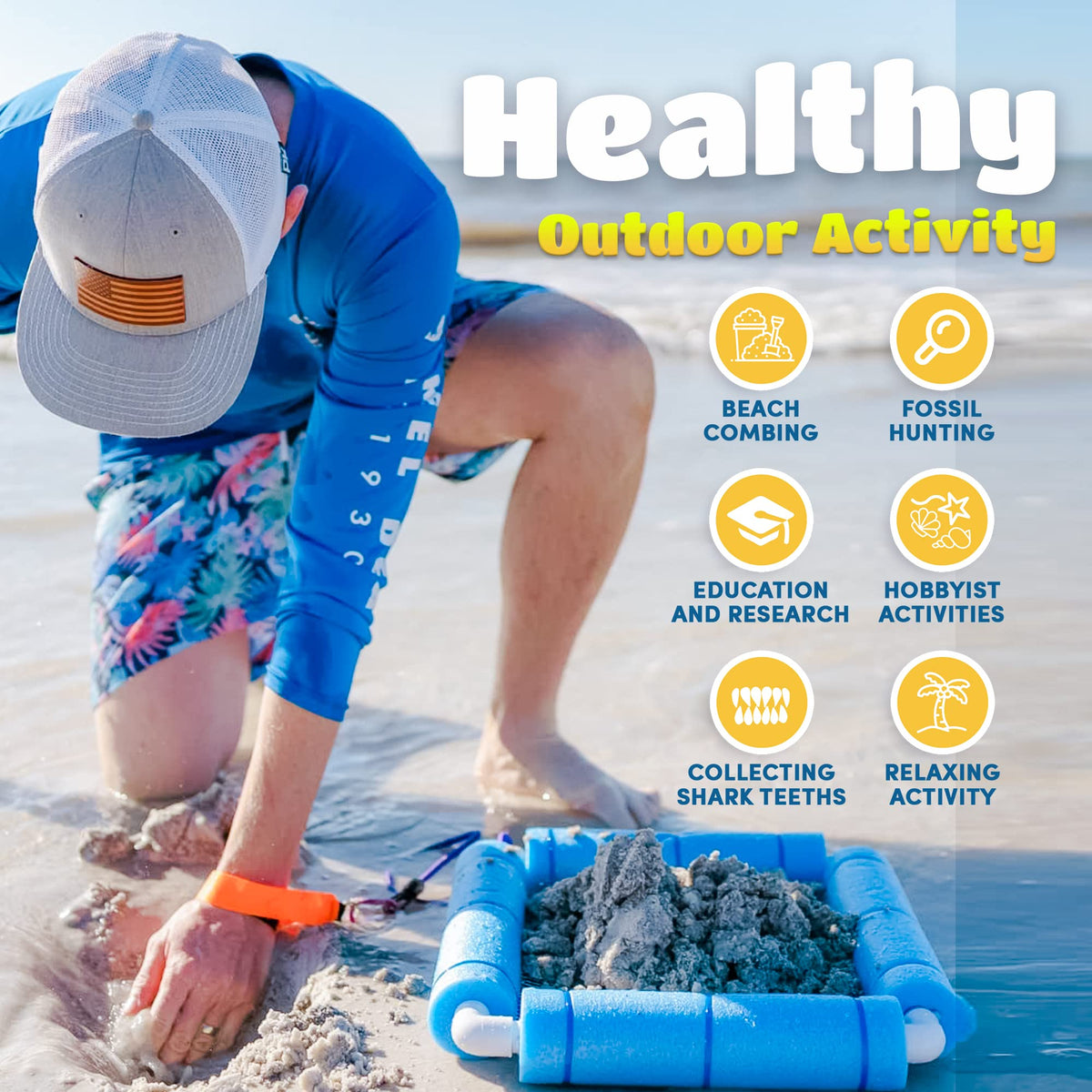 Relodecor shark tooth and shelling tools for beachcombing.