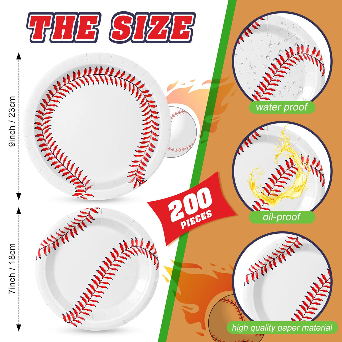 Remerry 9-inch baseball plates set ideal for main bites.