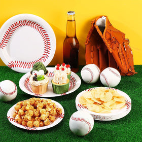 Remerry baseball design plates add sport spirit to table decor.