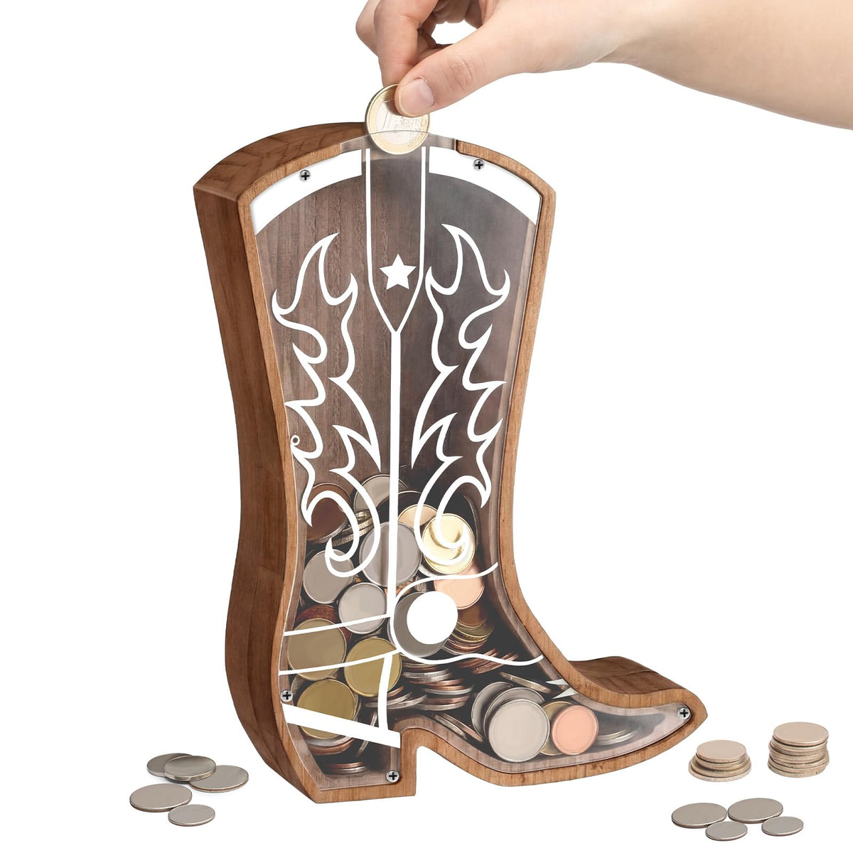 Remerry cowboy piggy bank wooden exterior adds rustic charm to home decor