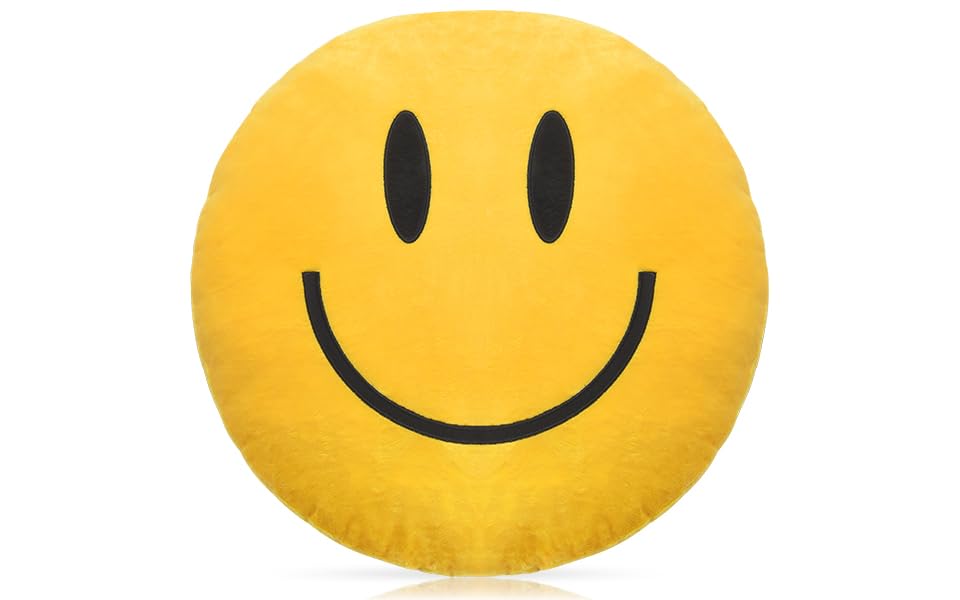 RENAMB Smiley Face Pillow's 3D round shape adds visual depth.
