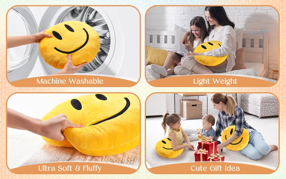 RENAMB Smiley Face Pillow travels easily for road trips.