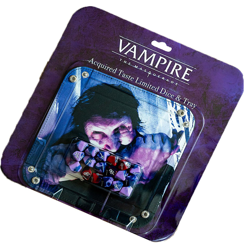 Renegade Acquired Taste dice set in purple and red hues for atmospheric Vampire: The Masquerade sessions.