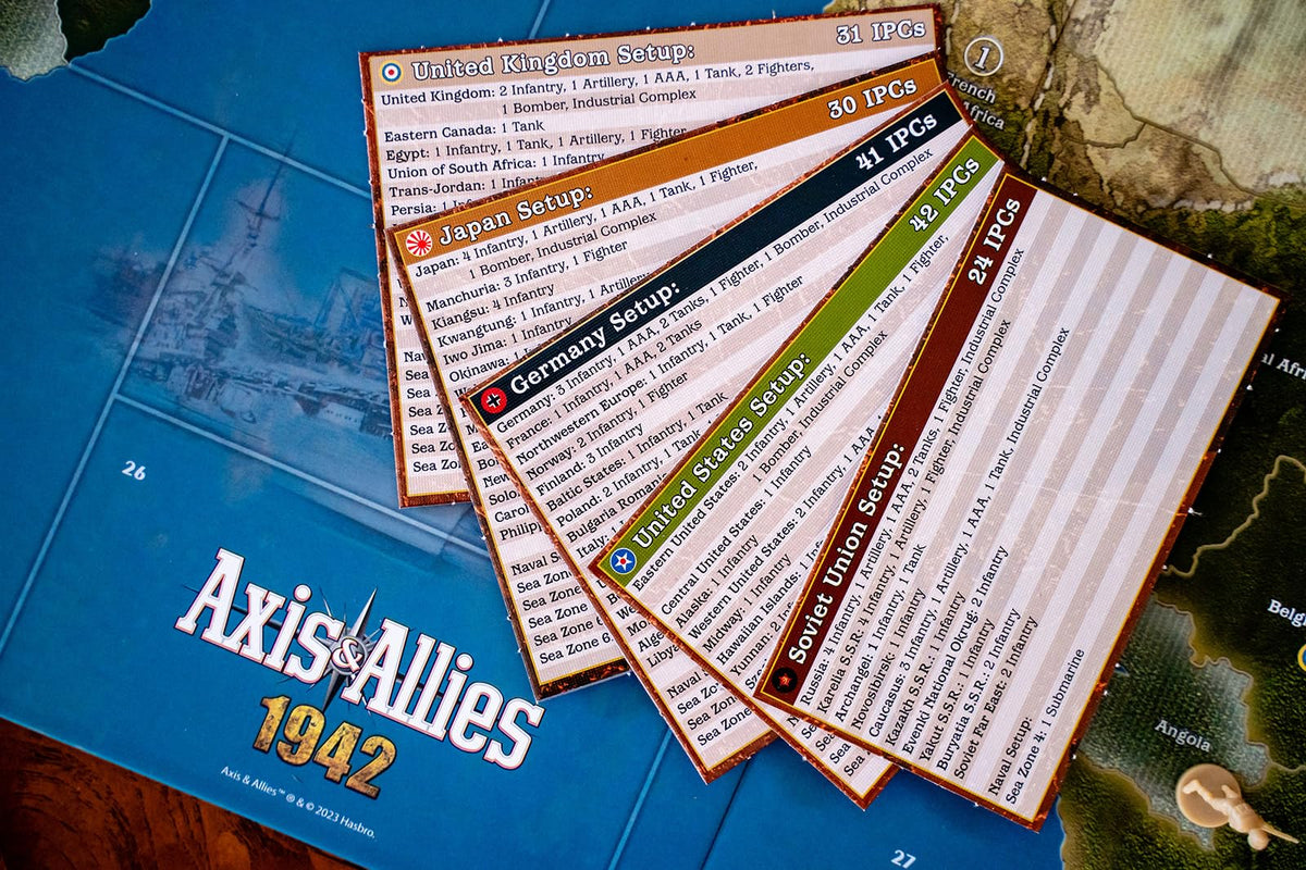 Renegade Axis & Allies 1942 storage bags keep components organized between sessions.
