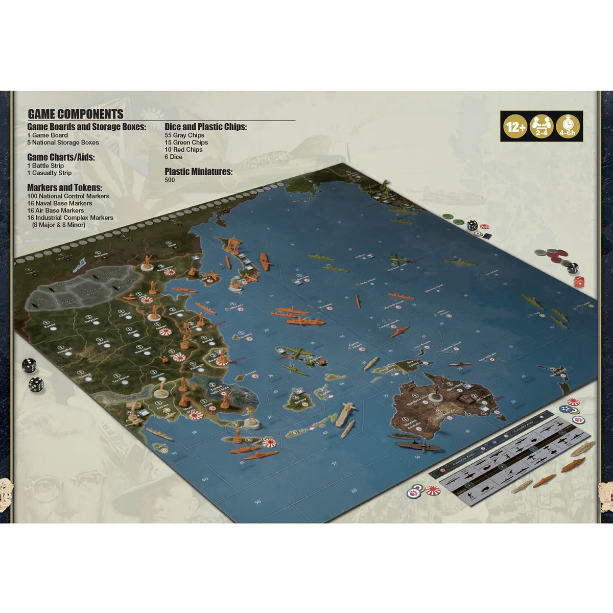 Renegade Game Studios Axis & Allies 1940 Pacific game pieces laid out for setup
