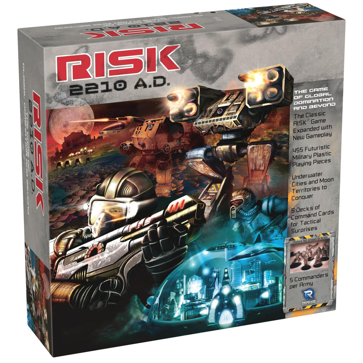 Renegade Risk 2210 A.D. mechs on the battlefield enable dynamic tactics.