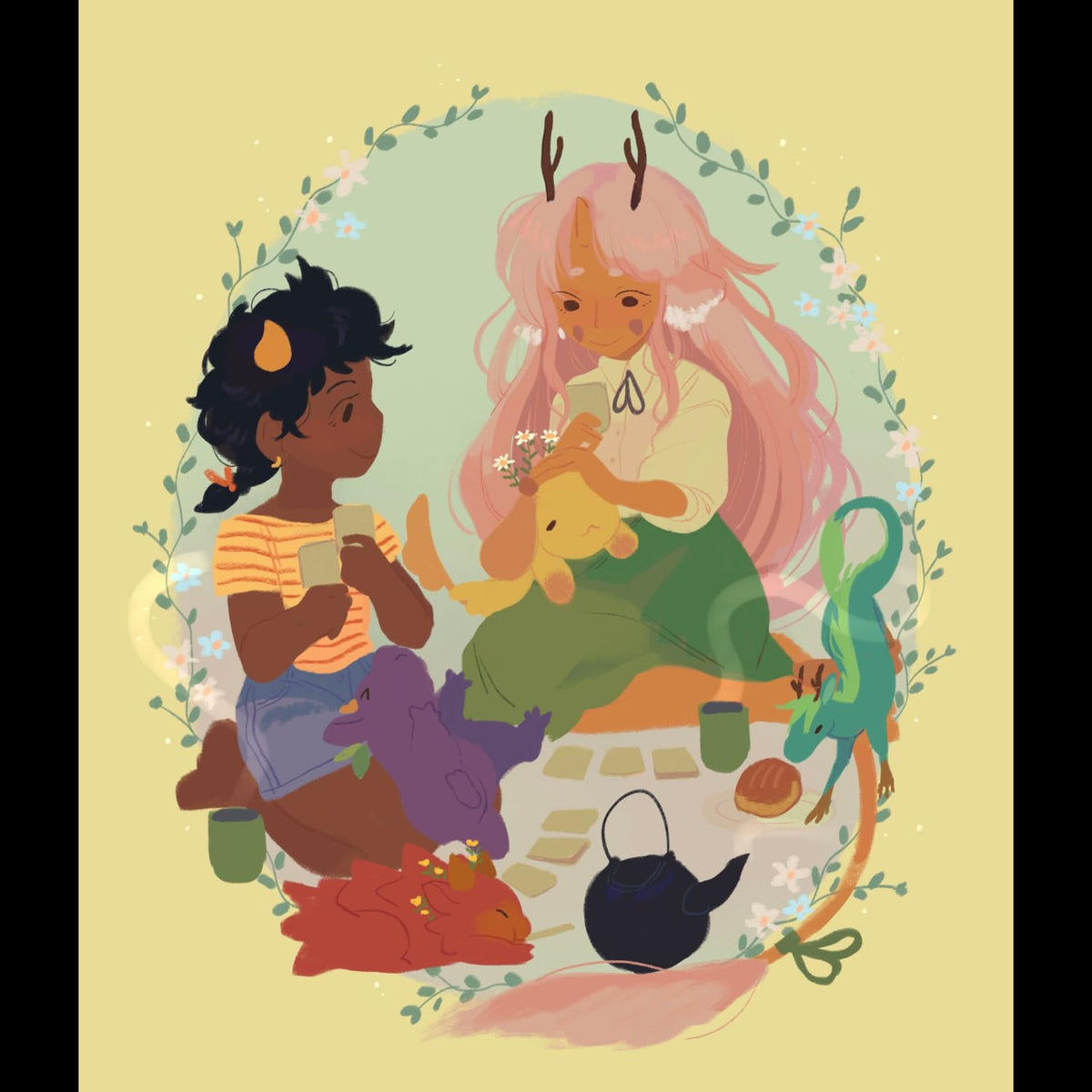 Tea Dragon Society market cards showcase charming creatures for strategic buying.