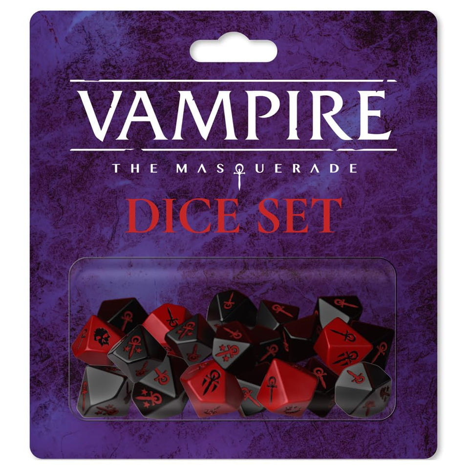 Renegade VTM5 dice set with black d10s for standard rolls