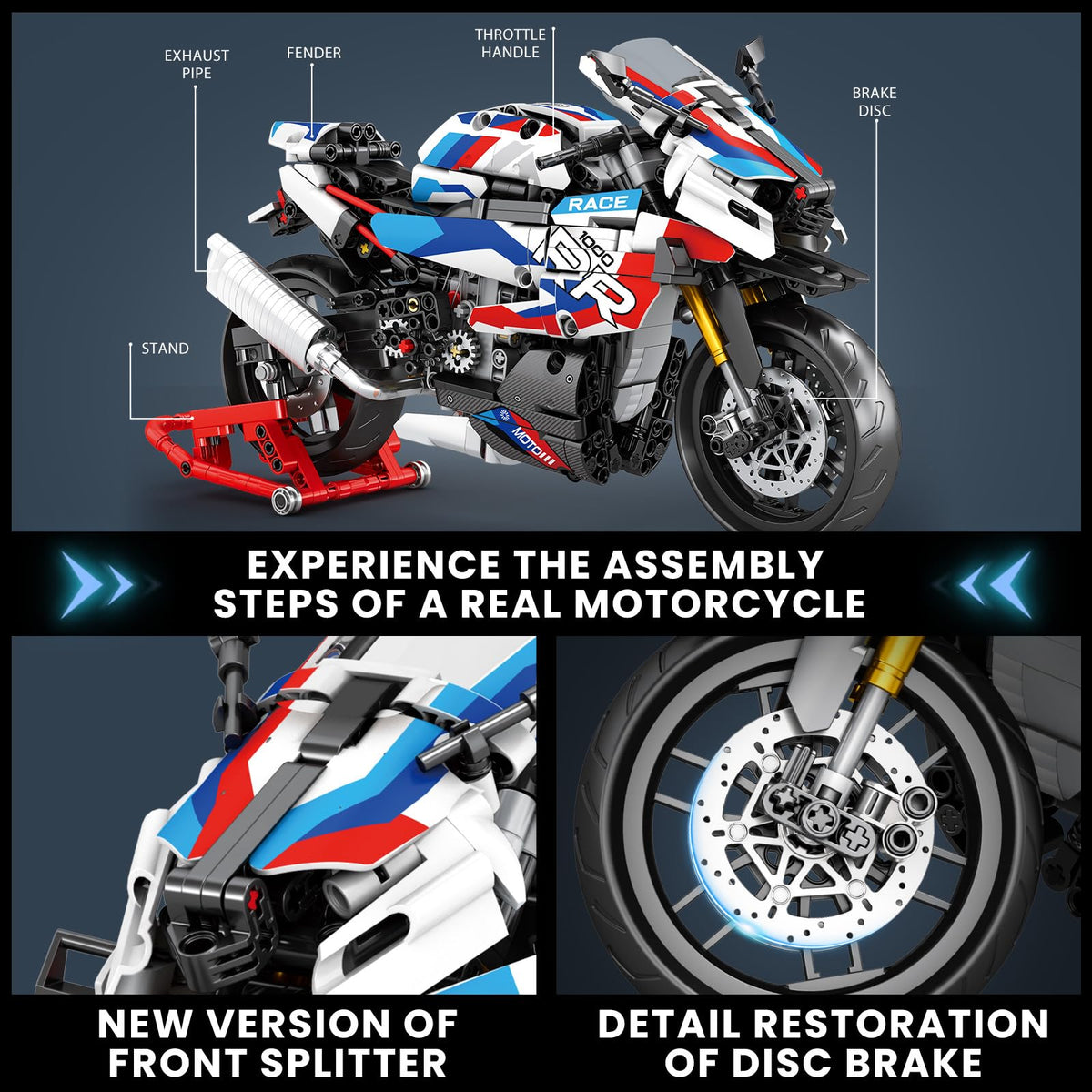 Reobrix 1000 RR steering mechanism detail enhances realism.