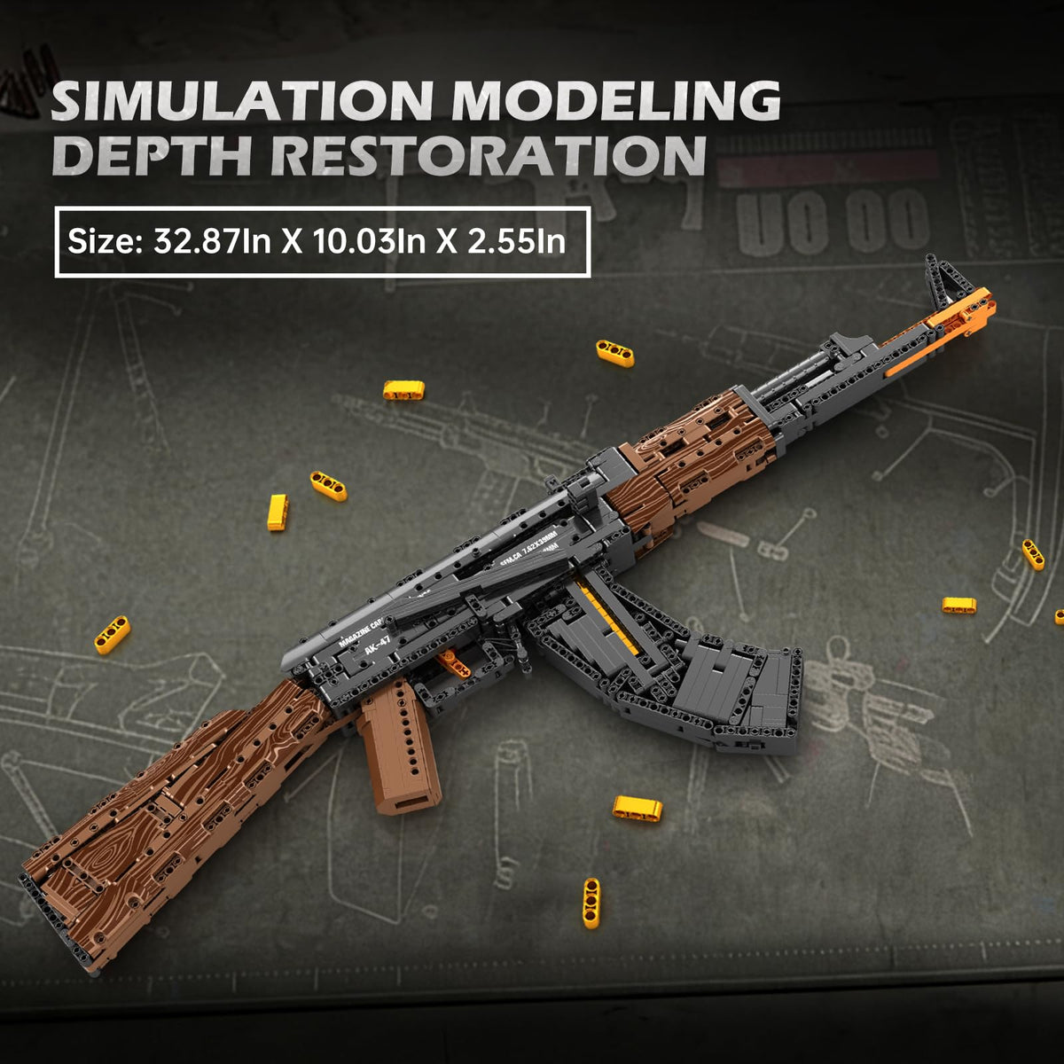 Reobrix AK-47 display model is ideal for desks and shelves