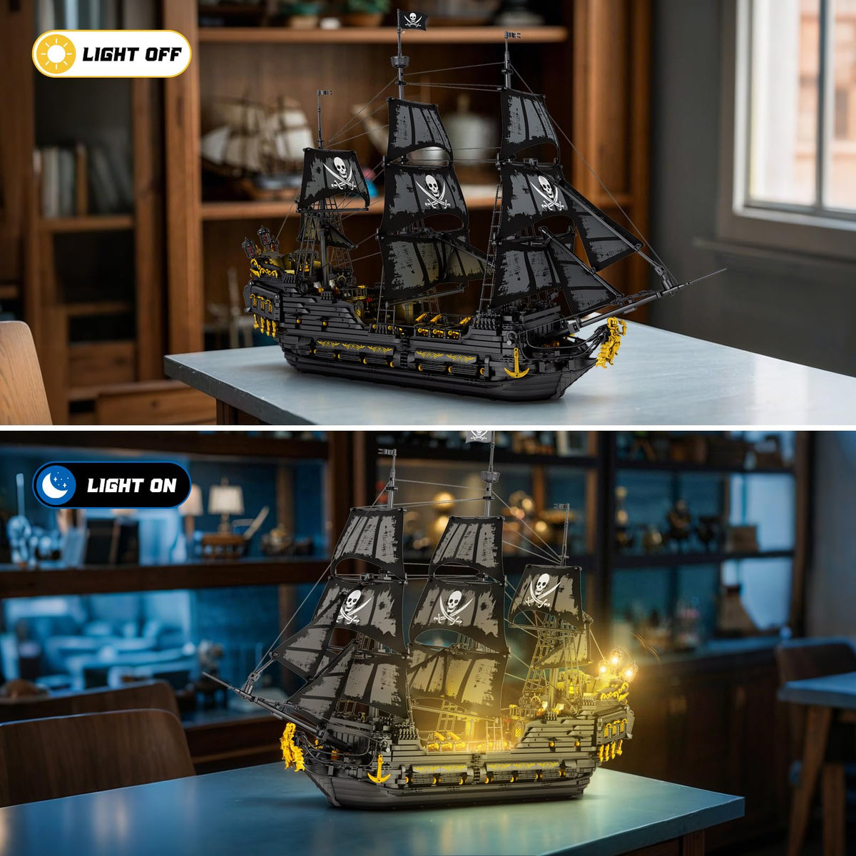 Reobrix model with rustic finish for authentic pirate-era aesthetics