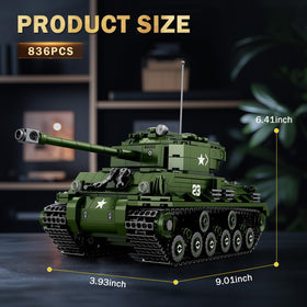 Reobrix M4A3E8 Sherman Tank gun barrel moves for dynamic display