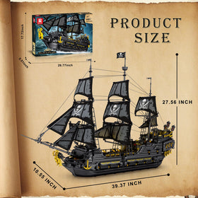Reobrix display-ready pirate ship ideal for living room or office decor
