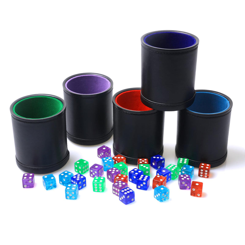 RERIVER dice cups with black leather exterior for durable bar play