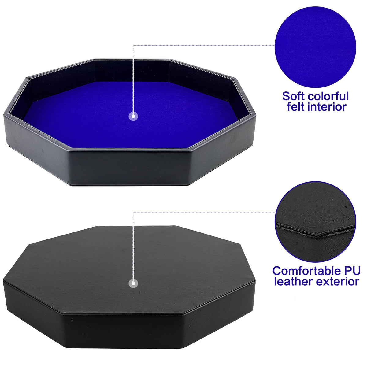 RERIVER dice tray blue felt interior cushions dice sounds for focused play