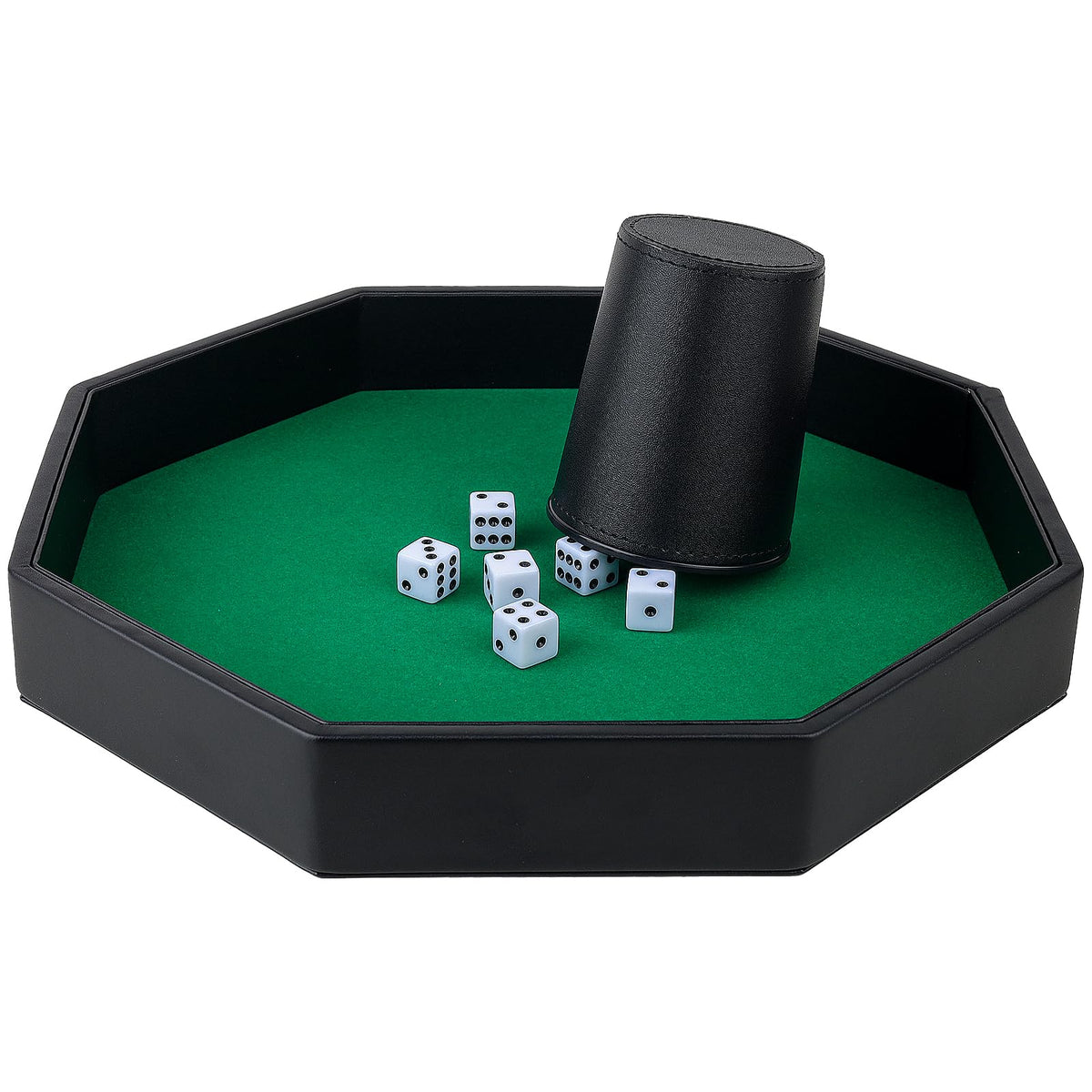 RERIVER dice-in-tray view shows ample rolling space.