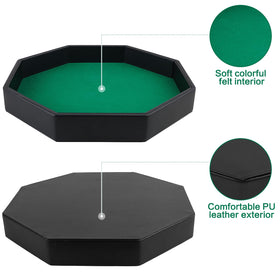 RERIVER dice tray interior green felt cushions dice and quiets rolls.