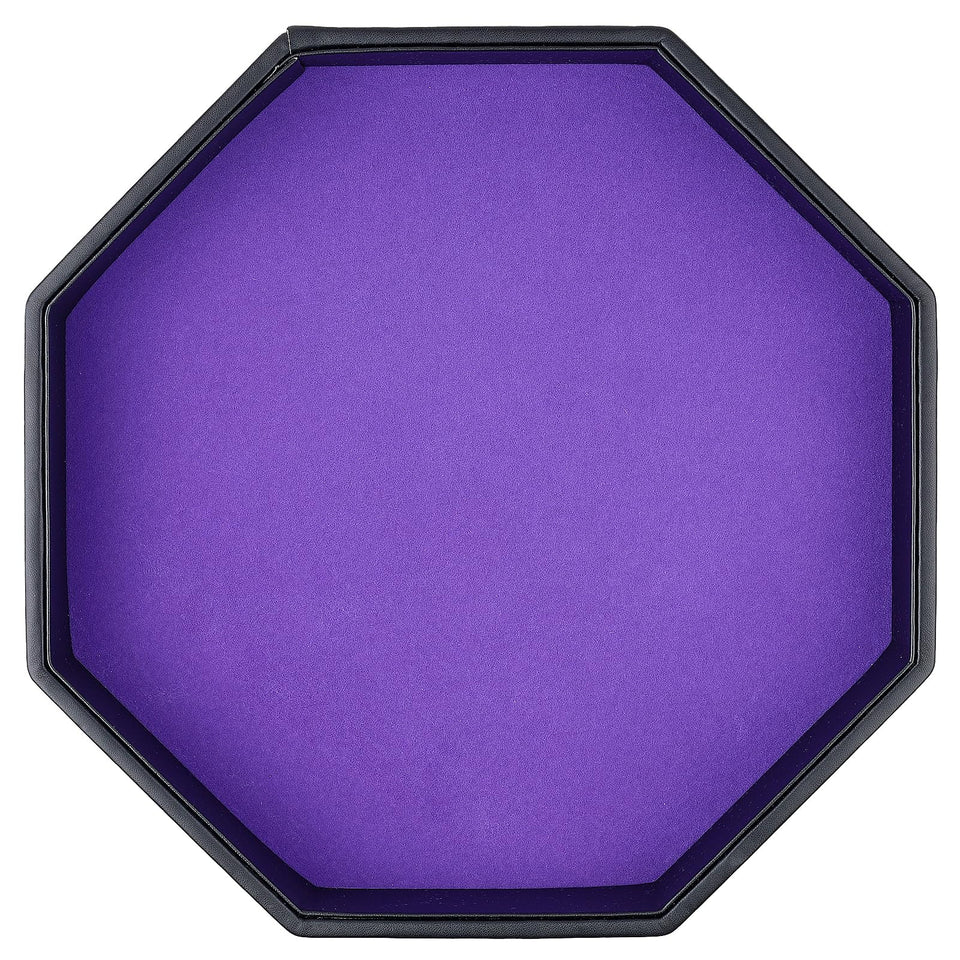 RERIVER dice tray with purple felt-lined exterior for durable rolling.