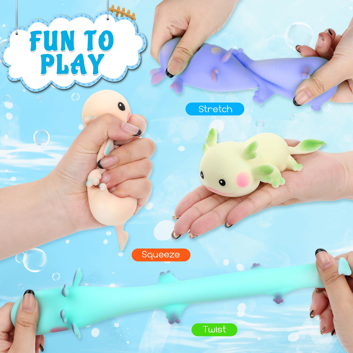 Reroaoi axolotl stress-relief toy blue for calm desk accessory