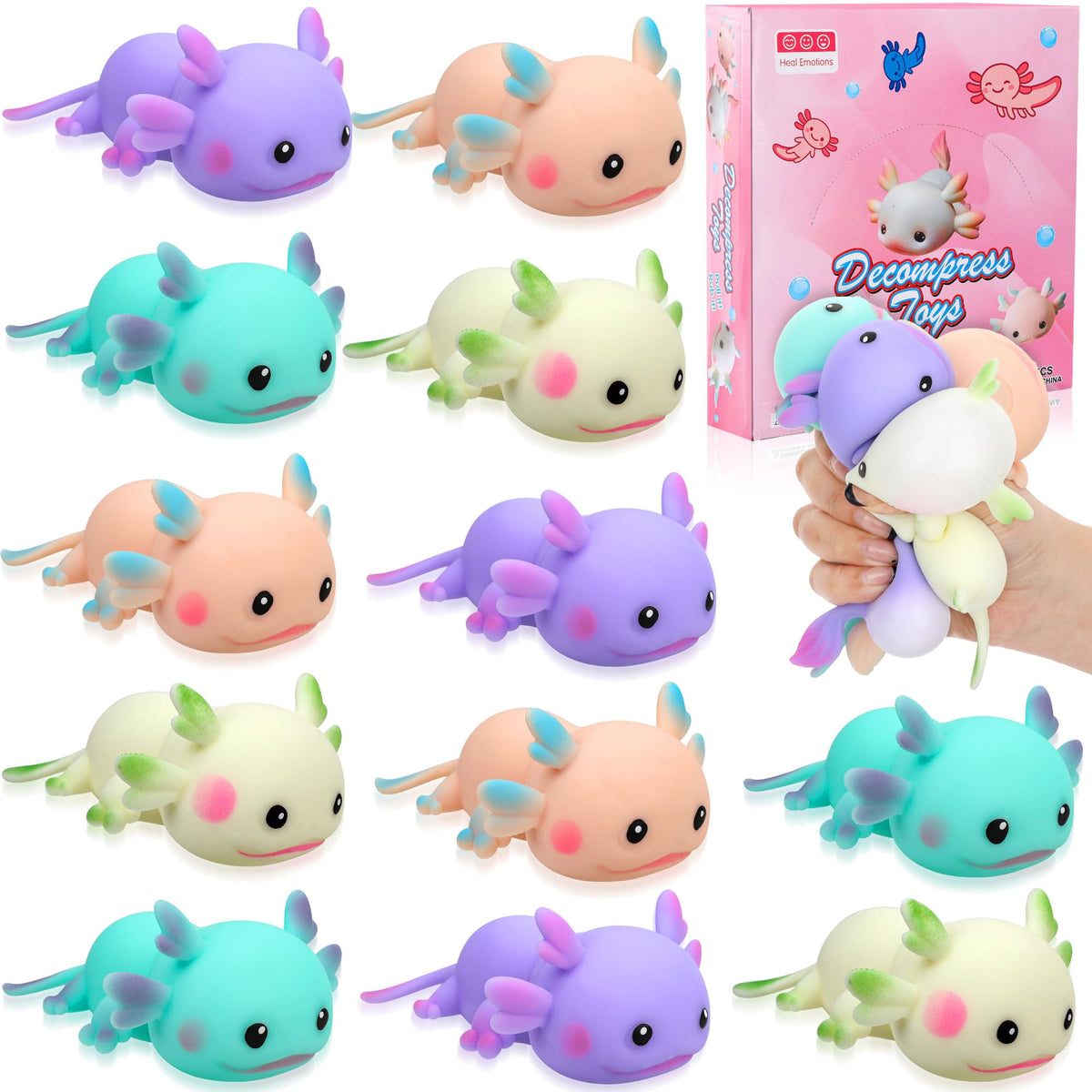 Reroaoi axolotl stress-relief toy pink for fidgeting and focus