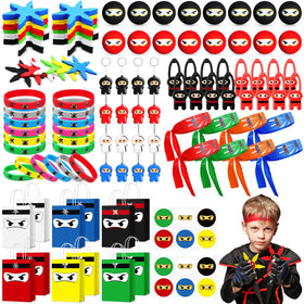 Resholder ninja gift bags showcase bold colors for kid-friendly party décor and favors